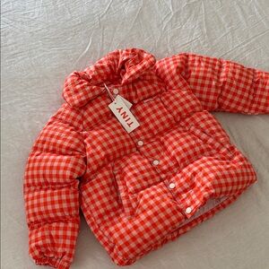 TINYCOTTONS Red Gingham Puffer Jacket for Kids